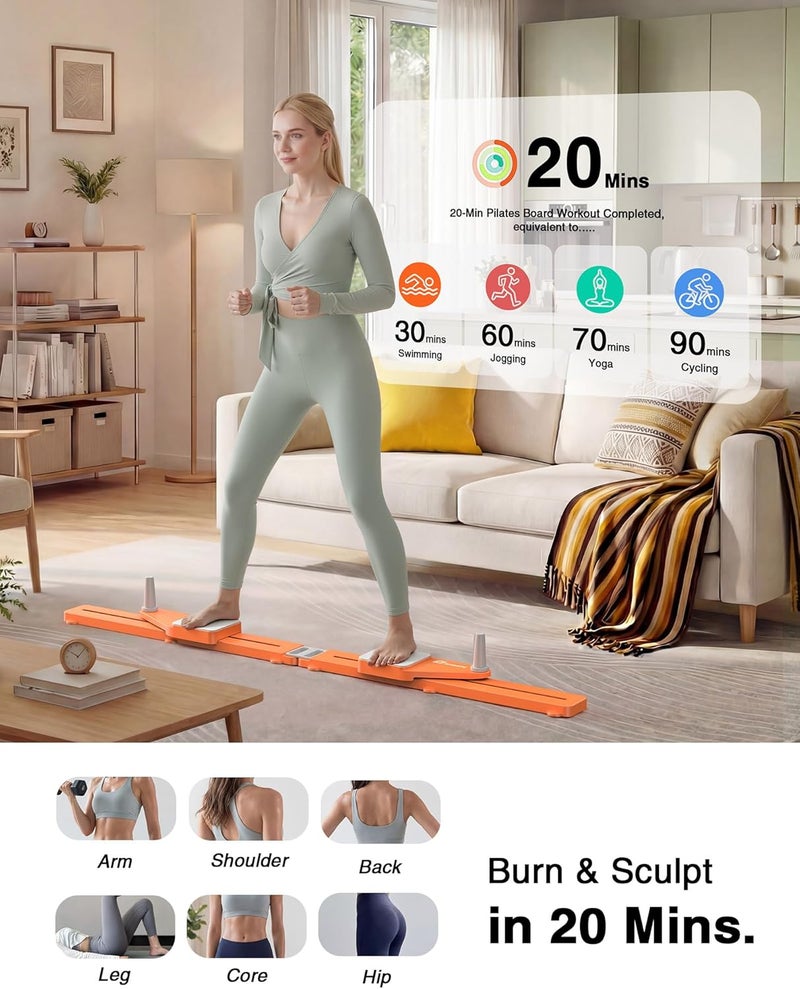 SolidFit Pliates Board - Multifunctional Anti-Slip Silent Pilates Board for Home Workout Portable Pilates Reformer Machine for Full Body Exercise Postnatal Recovery Low Impact Rehabilitation Indoor & Outdoor - Image 4